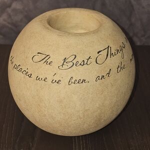 Artistic Cream Sphere Vase with Script